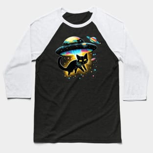 Funny Cat Tee, Galaxy Cat Shirt Spaceship Alien Cat Baseball T-Shirt